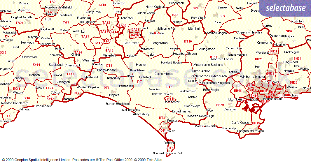 DT Postcode Map