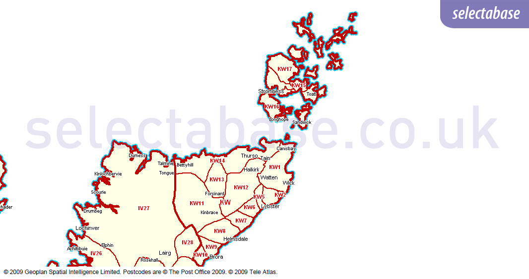 Postcode Tools Area Maps Selectabase