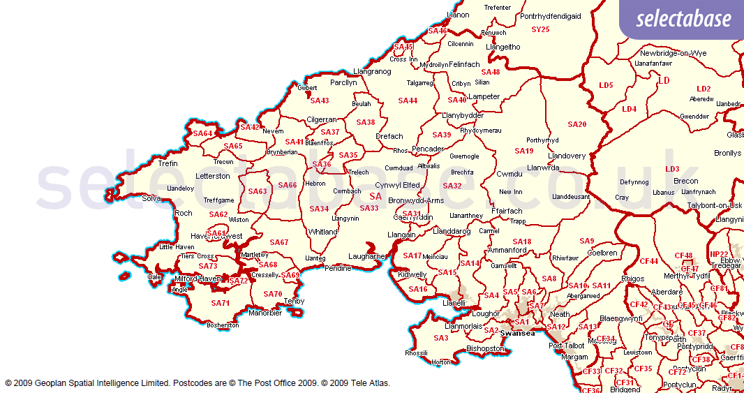 Swansea Postcode Area Map Postcode Tools Districts List Selectabase