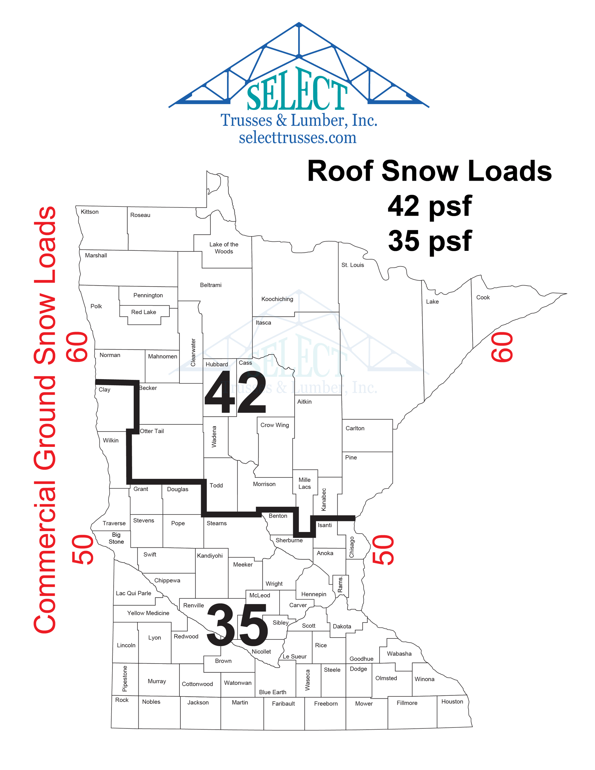 Roof Snow Load Map Information Select Trusses & Lumber, Inc.