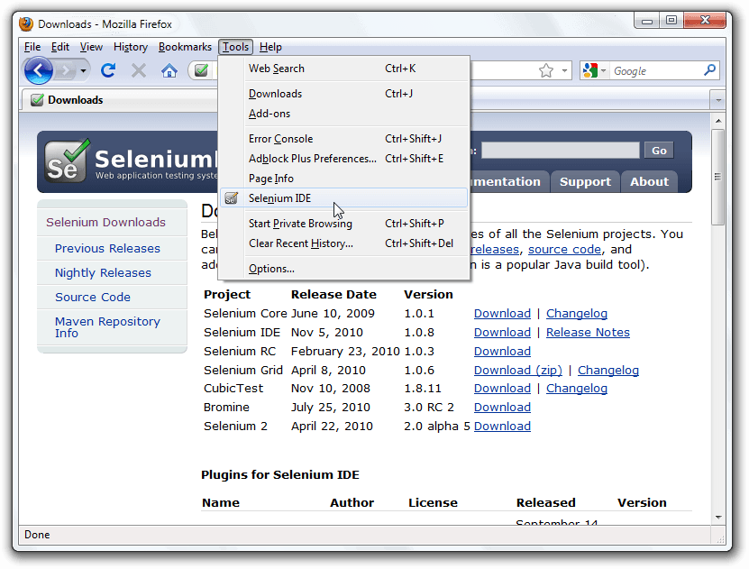 Legacy Selenium IDE Selenium