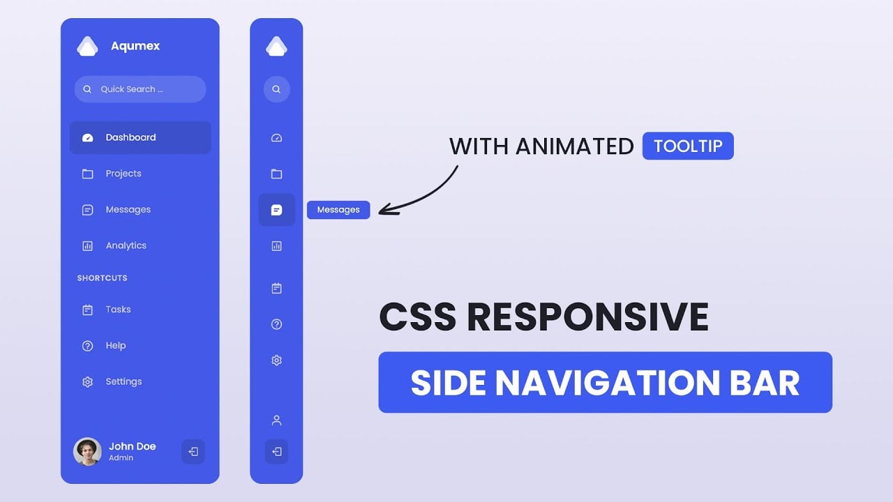 Animated Sidebar Menu Using HTML & CSS & JavaScript Responsive