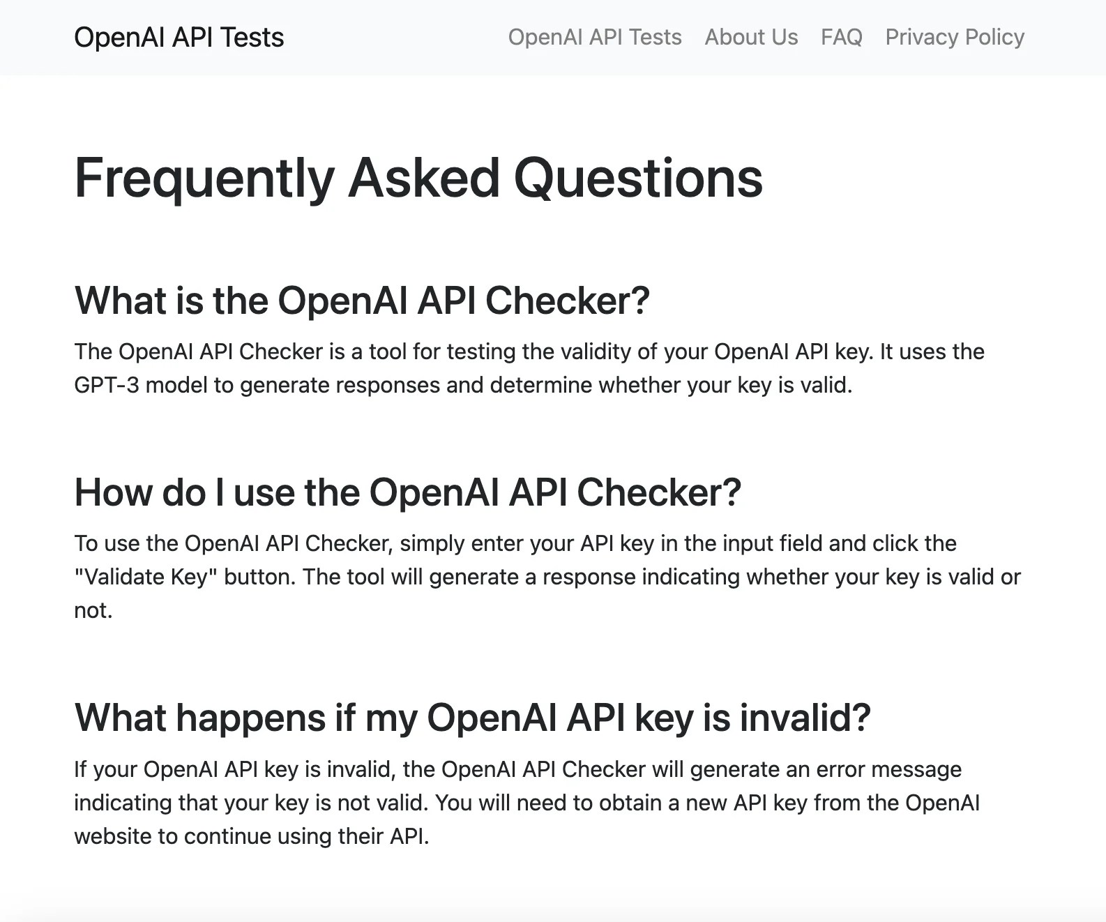 OpenAI API Validation Tool Test Your API Key With GPT3 Validate