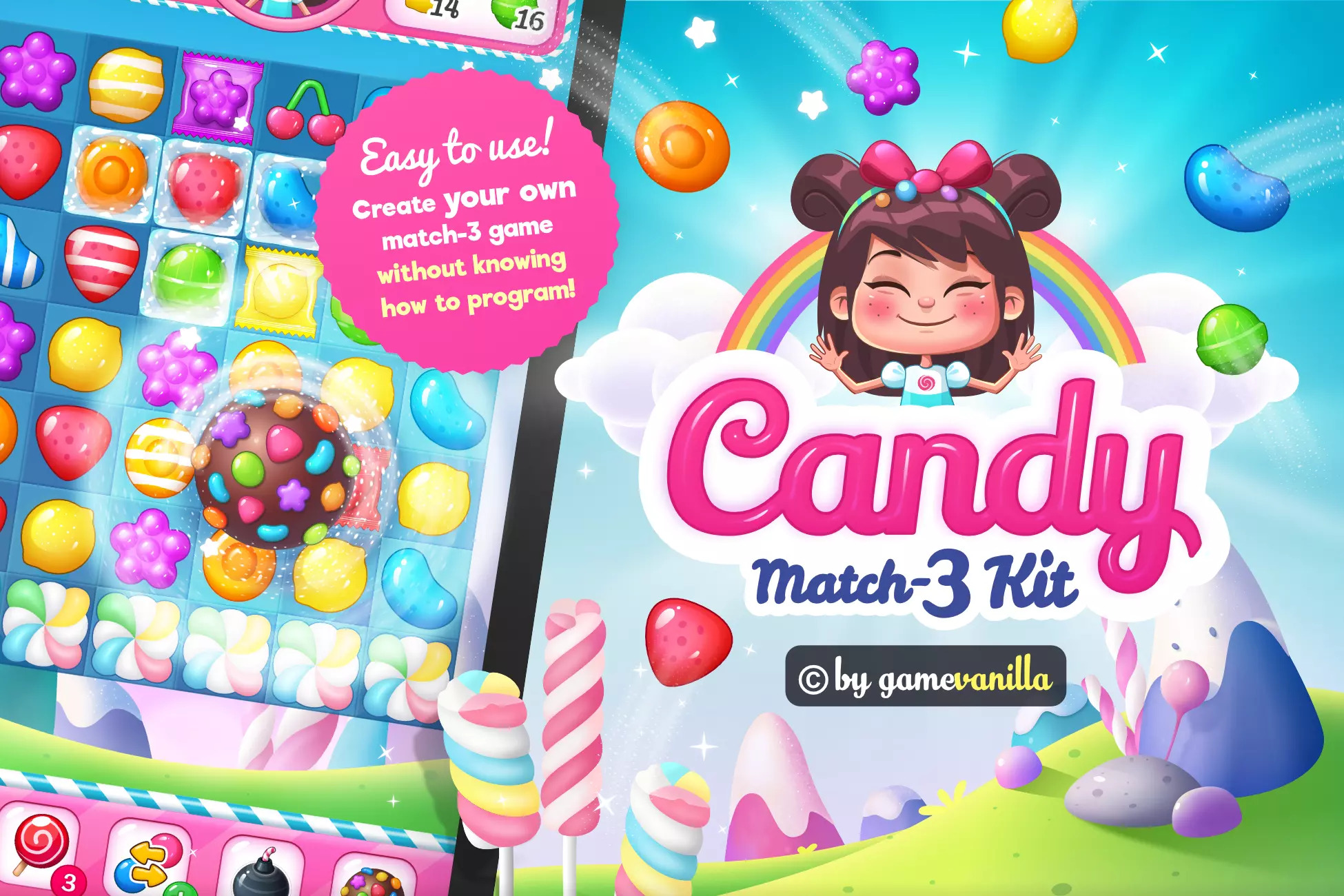 Puzzle Match Kit Bundle + 4 Game Art Packs Source Code SellAnyCode