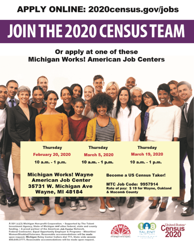 US Census JOB FAIR SEMCA Michigan Works!