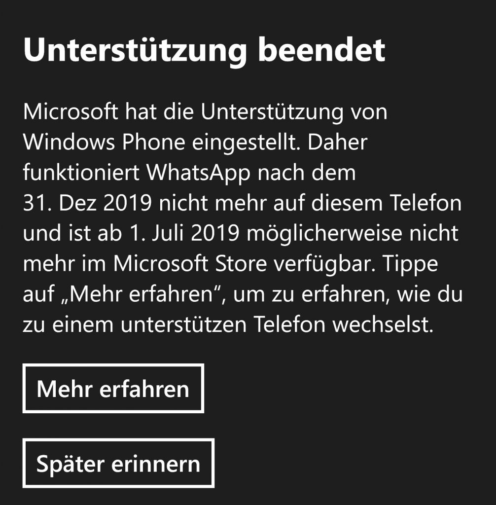 Kein WhatsApp auf LumiaHandy SeniorenFreuden