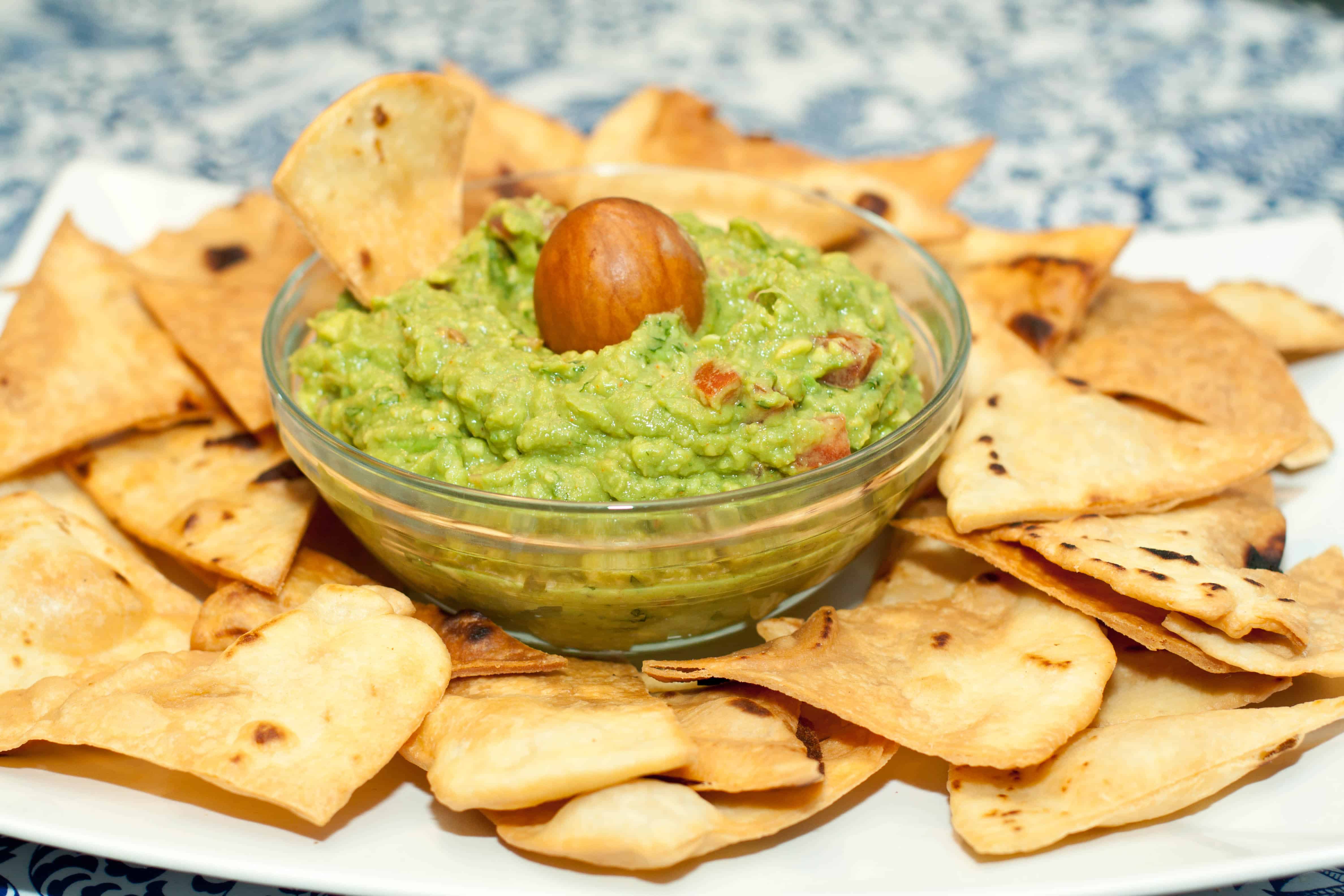 Tortillas, Tortilla Chips, and Guacamole Served From Scratch
