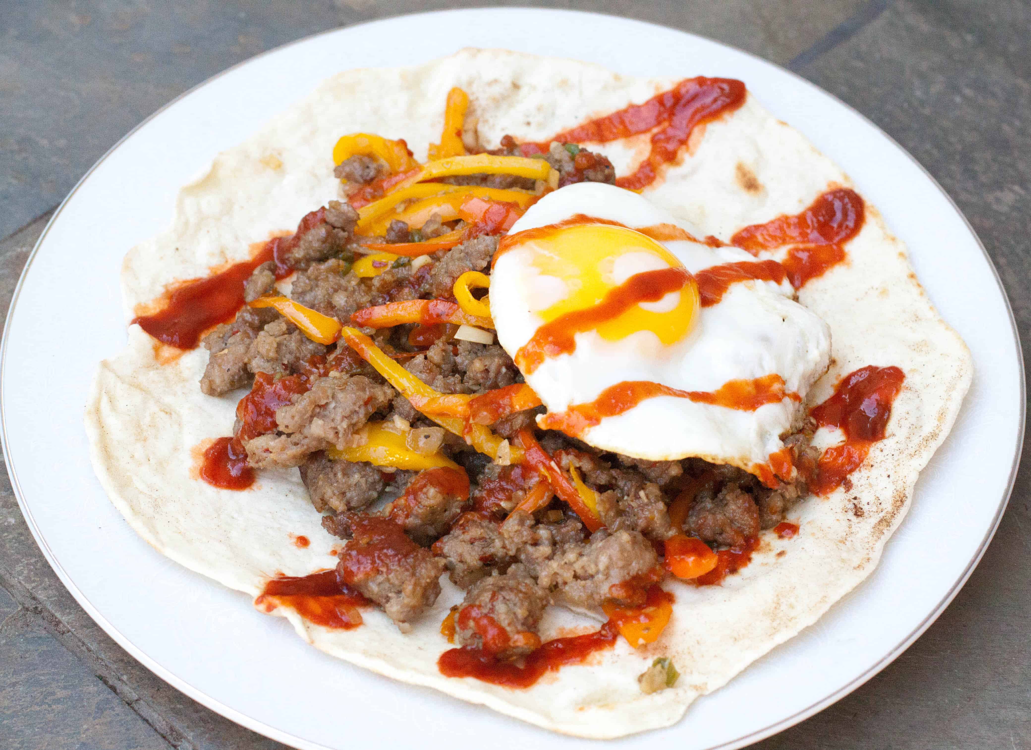 Sausage and Egg Breakfast Burrito Served From Scratch