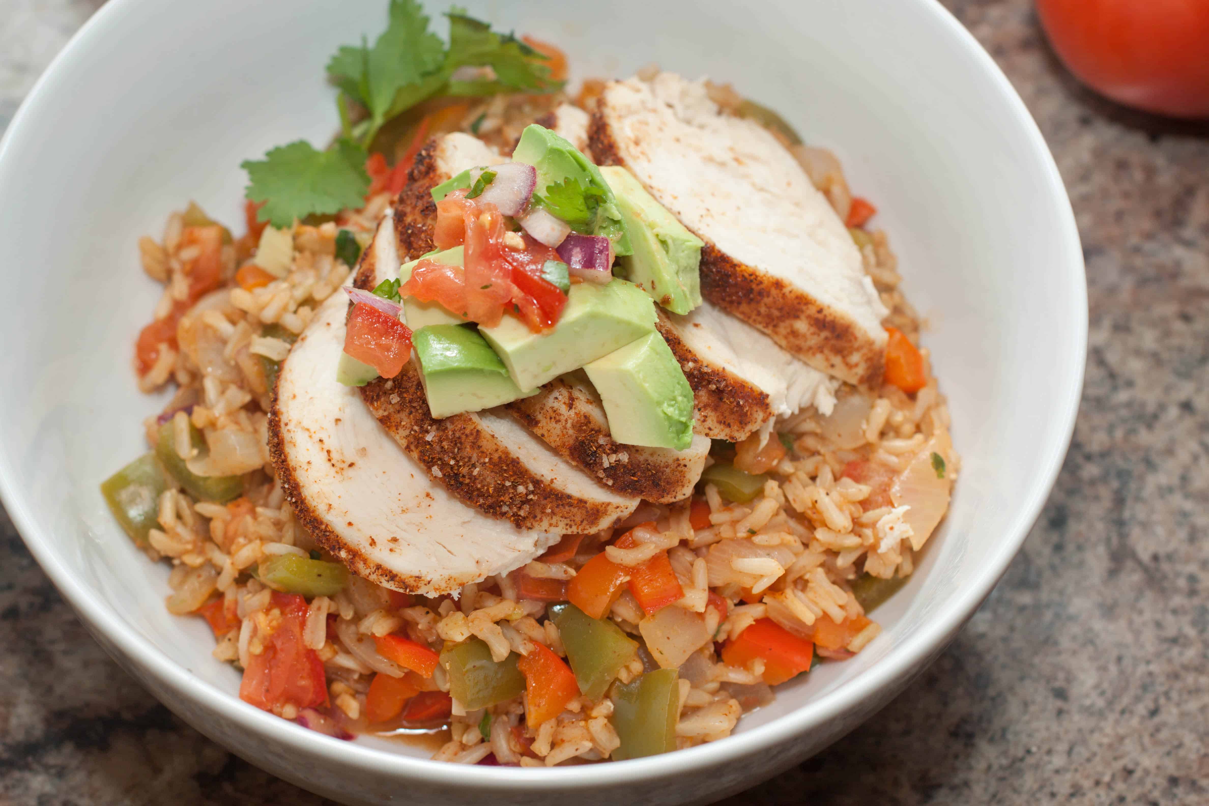 Chicken Fajita Burrito Bowls Served From Scratch