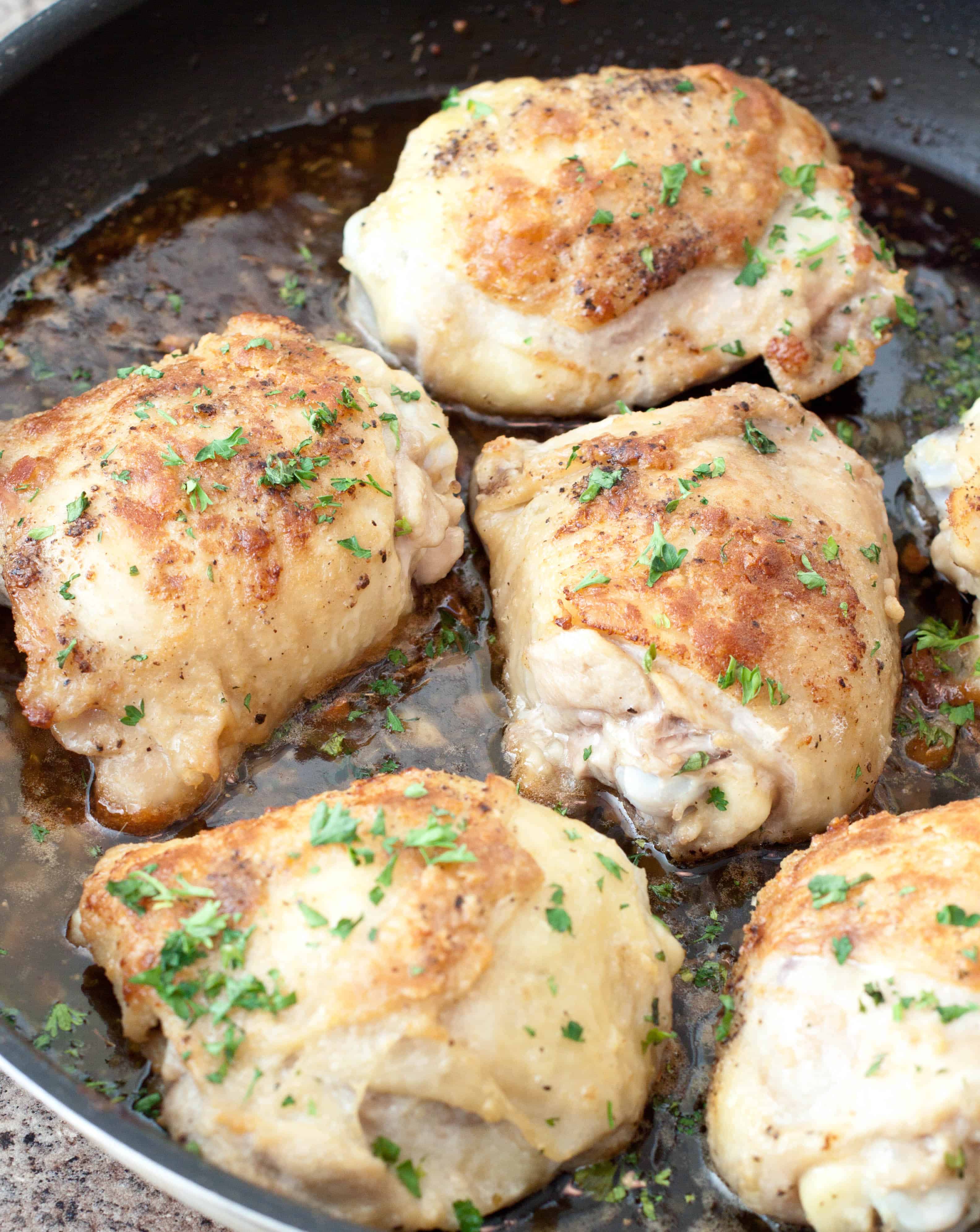 Garlic Honey Chicken Thighs Served From Scratch
