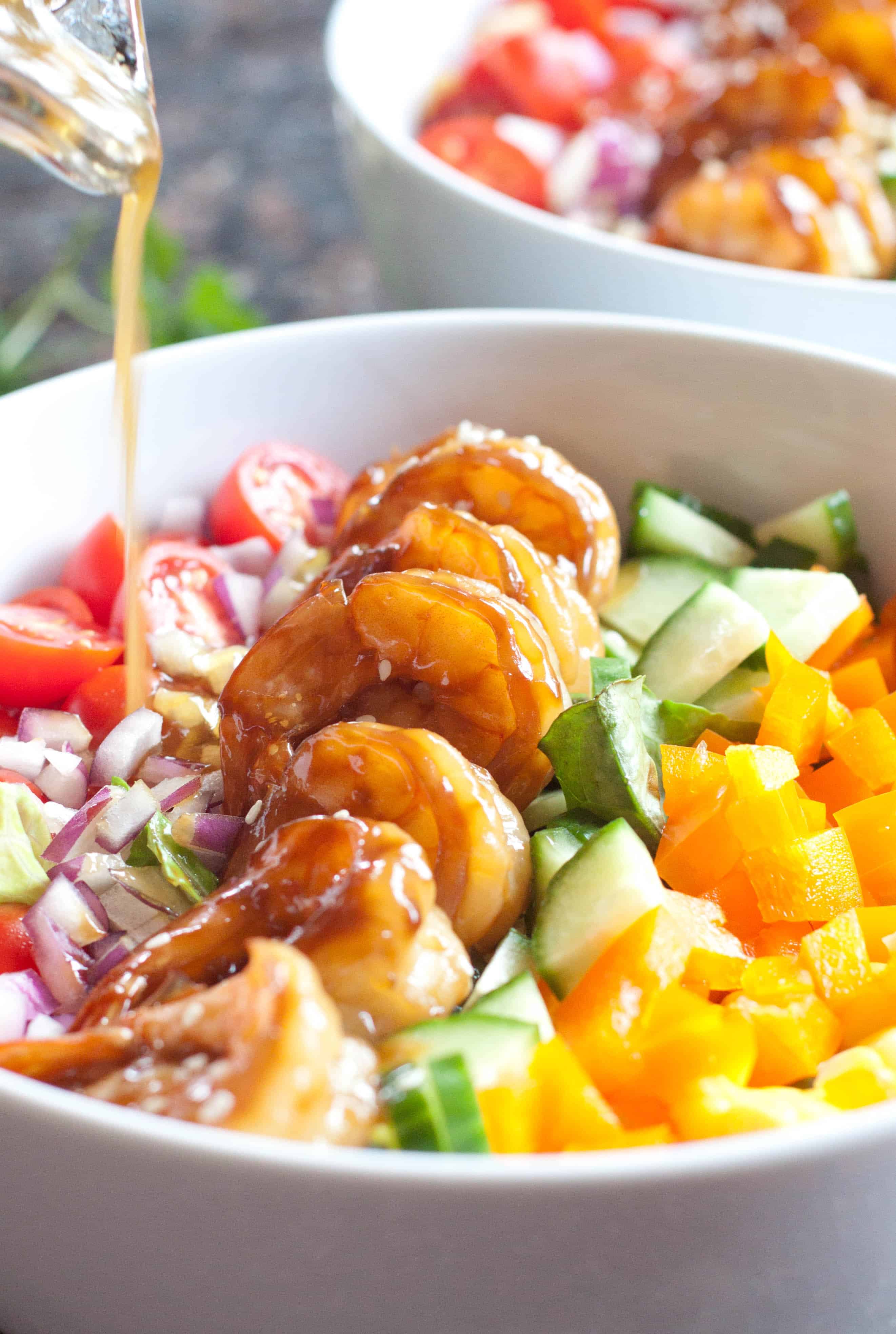 Teriyaki Shrimp Salad with Sesame Ginger Vinaigrette Served From Scratch