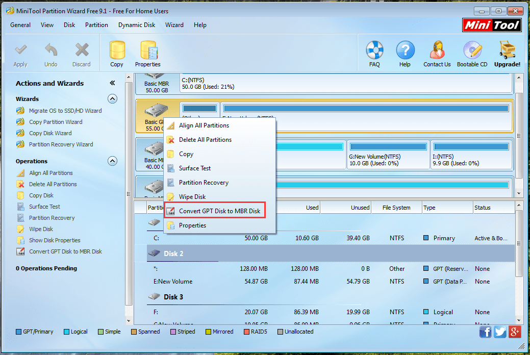 How to Free Convert GPT Disk to MBR Disk without Data Loss