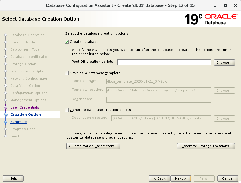 CentOS 7 Oracle Database 19c データベース作成 Server World