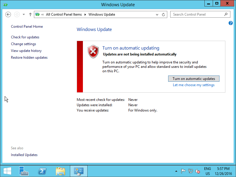 Windows Server 2012 R2 Initial Settings Windows Update Server World