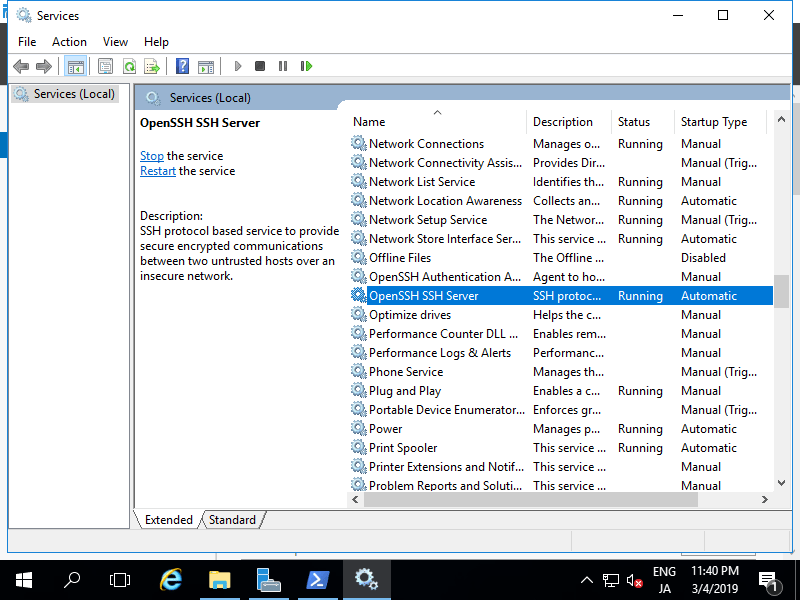 Windows Server 2016 OpenSSH Server World