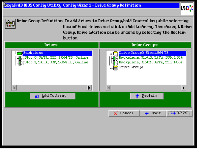 How to configure H/W RAID in LSI MegaRaid BIOS Config Utility