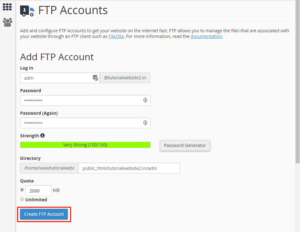 How to Create an FTP account in cPanel ServerCake India