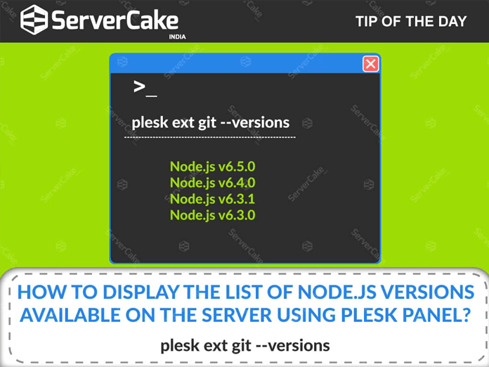 How to display the list of Node.js versions available on the server