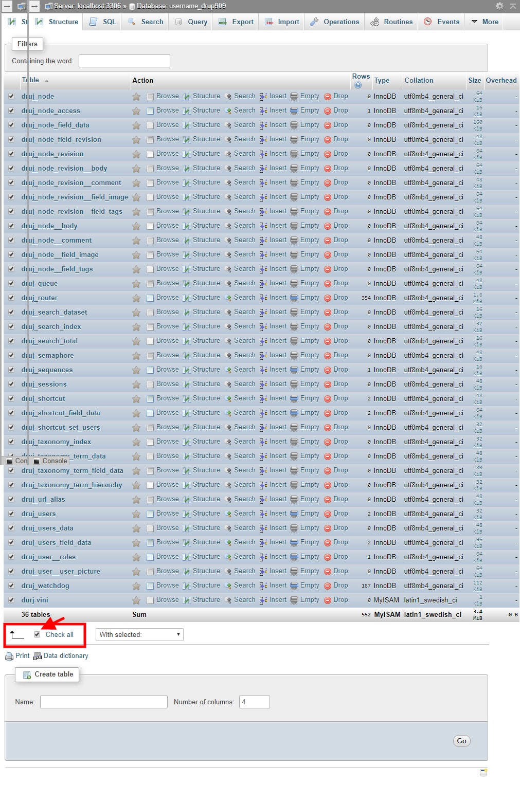 How To Delete All Table In Phpmyadmin