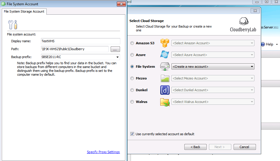 CloudBerry Backup to Test WHS Store ServeTheHome