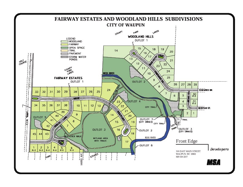 Front Edge Developers Maps of Waupun Residential Lots for Sale