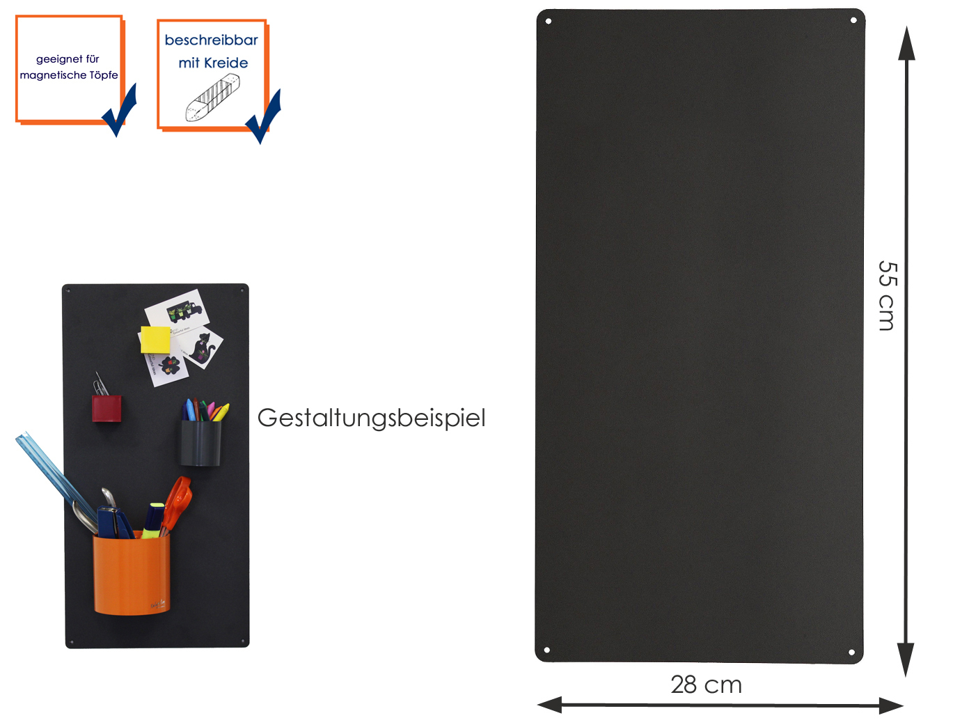 aus Metall Anthrazit, Memoboard Wand Aufbewahrung Deko