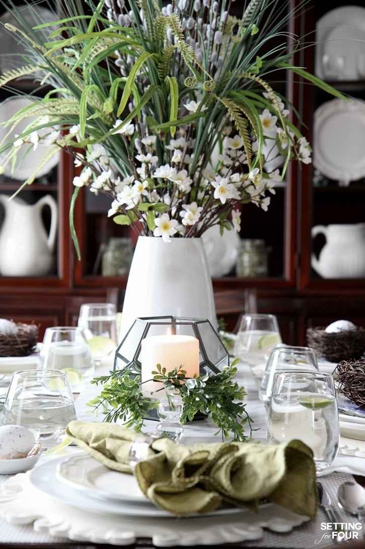 Beautiful, Natural Table Setting for Spring Setting for Four