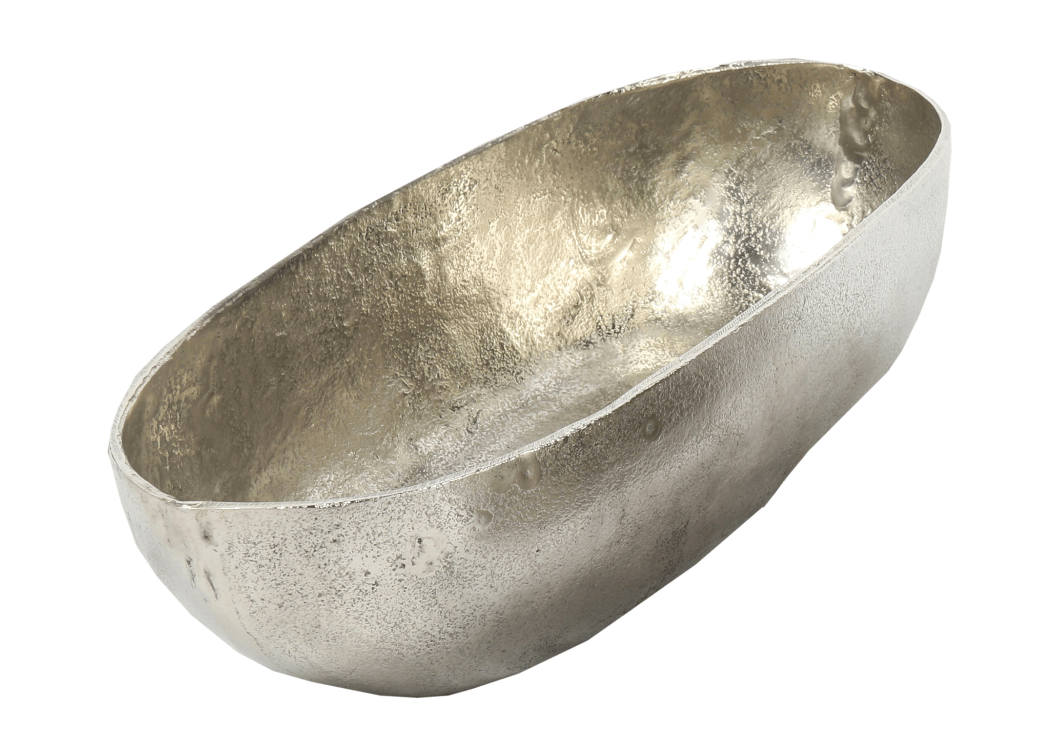 Large Raw Nickel Oval Bowl by BIDKhome Seven Colonial
