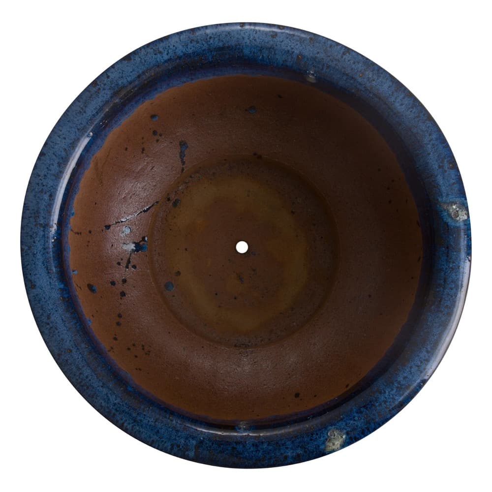 Blue Pedestal Bowl Ceramic Planter by Emissary Seven Colonial