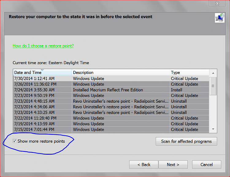 System Restore isn't creating (or saving?) restore points properly