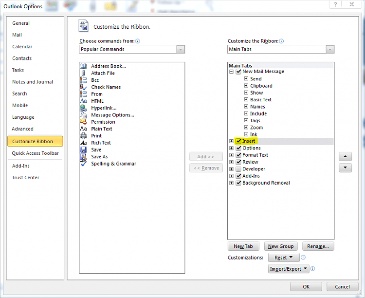 Office outlook 2010 insert tab missing Windows 7 Help Forums