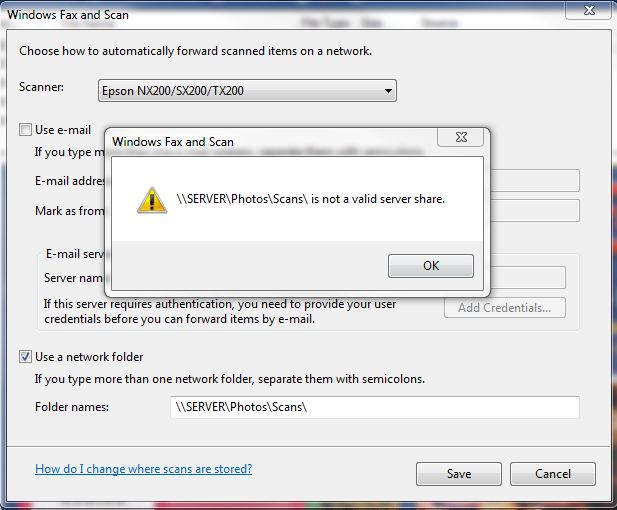 Cannot get Windows Fax & Scan to save to network folder Windows 7 Forums
