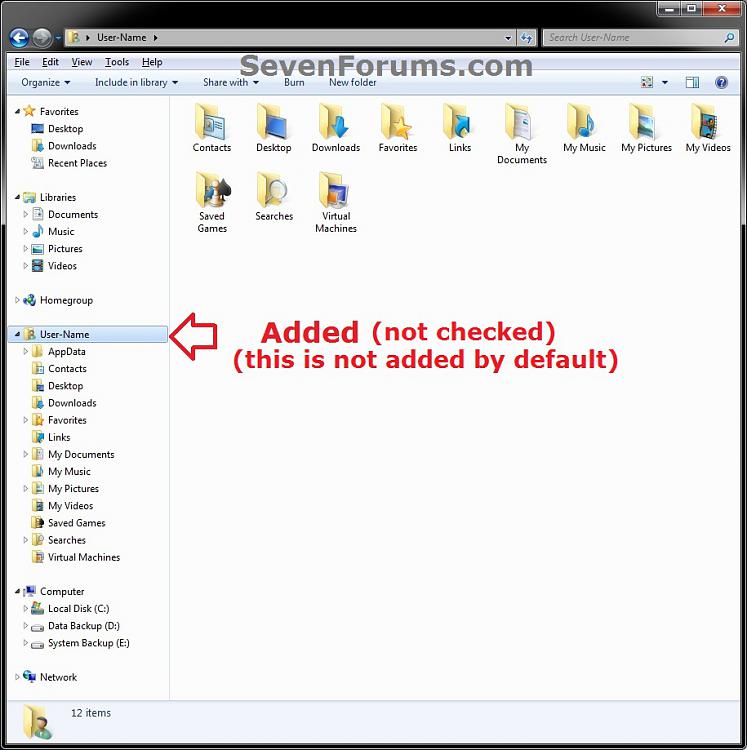 User Folder Add or Remove from Navigation Pane Tutorials