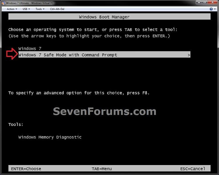 Safe Mode with Command Prompt Add to Windows Boot Manager Screen