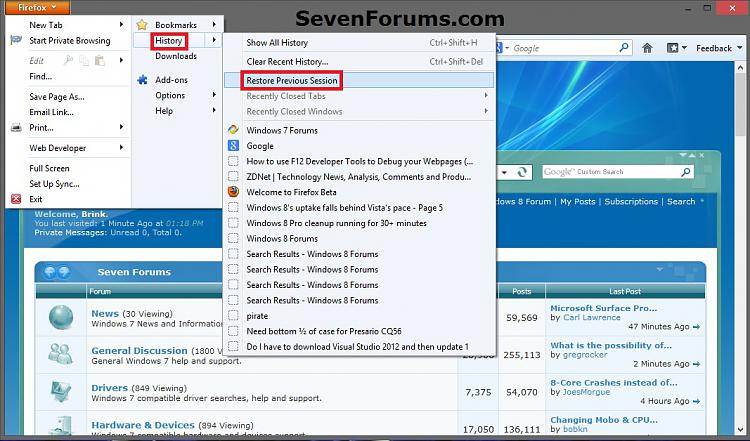 Firefox Restore Previous Browsing Session Windows 7 Help Forums