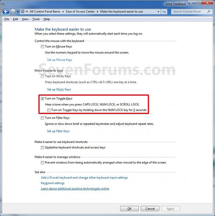 Toggle Keys Tone Turn On or Off Tutorials