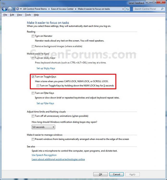 Toggle Keys Tone Turn On or Off Tutorials