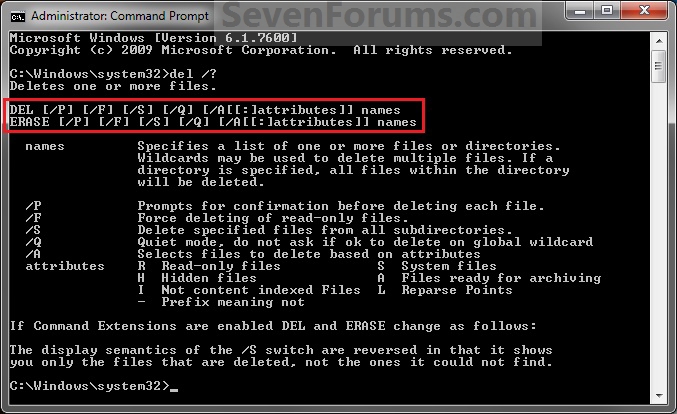 File Delete from Command Prompt Tutorials