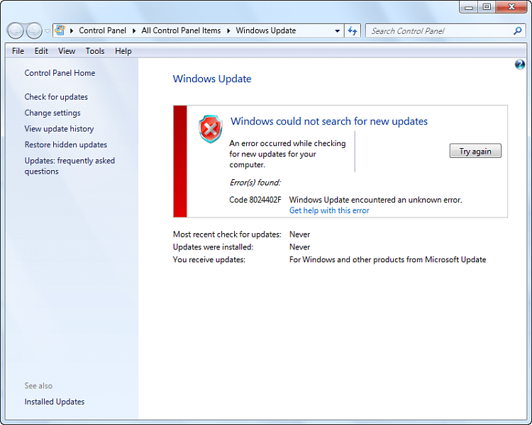 Windows Update Error (Error in ScreenShot) Windows 7 Help Forums