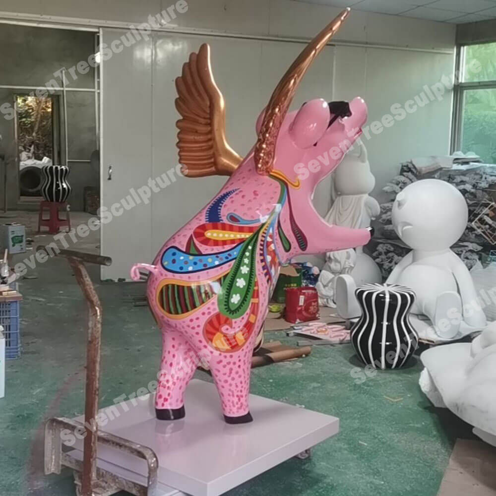 Fiberglass Flying Pig Statue For Sale SevenTreeSculpture