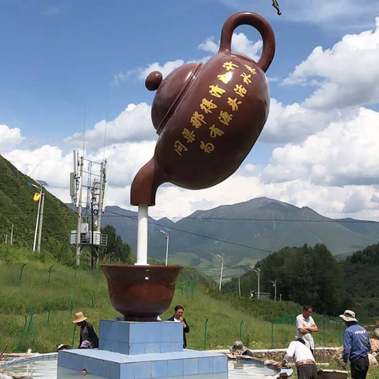 Fiberglass Floating Teapot Fountain Sculpture For Sale