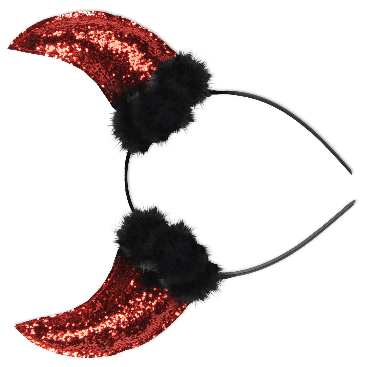 Glittered Devil Horns Headband (Attached To SnapOn Headband)