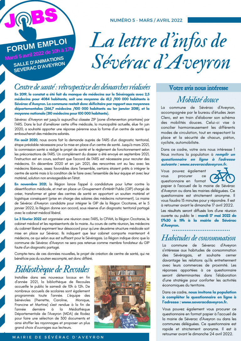 Lettre d'infos Commune de Sévérac d'Aveyron