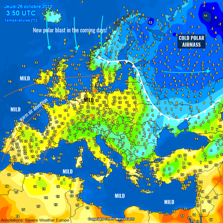 Europe Temperature Map October Draw A Topographic Map