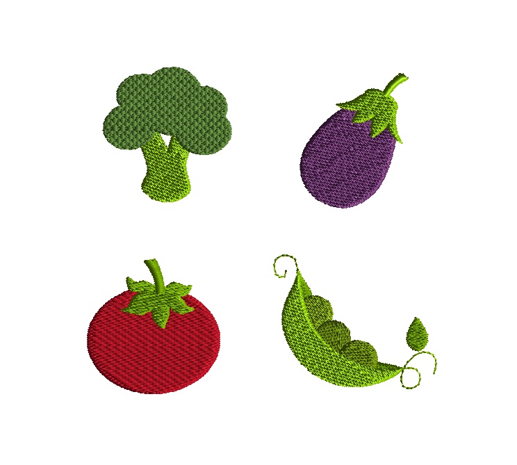 Mini Vegetables Machine Embroidery Design Set