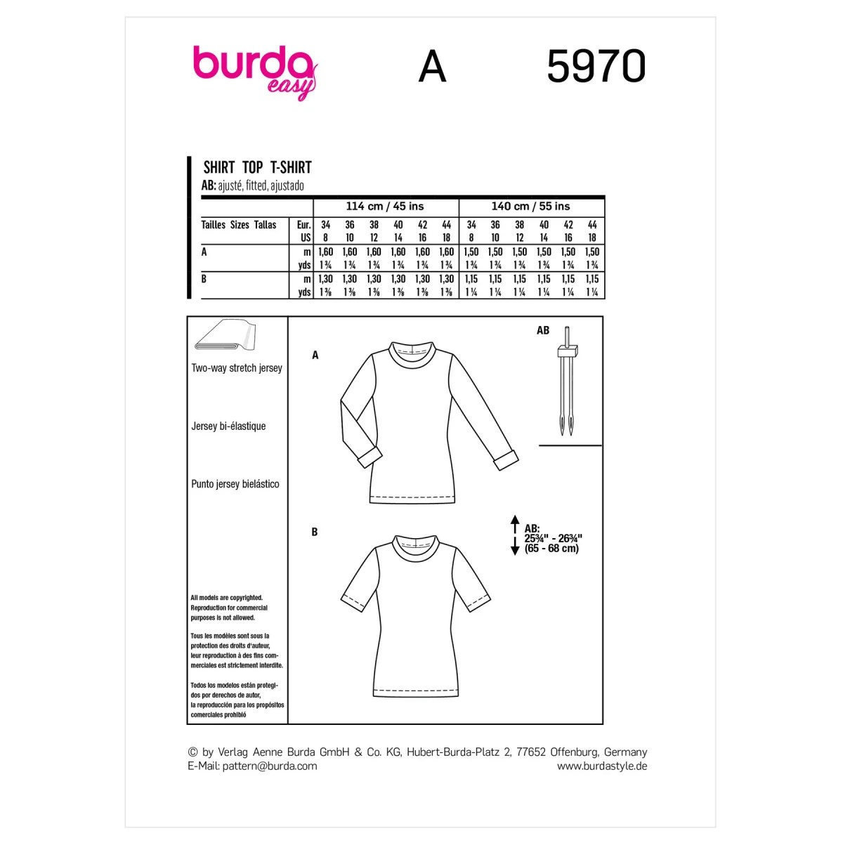 Burda Style Pattern B5970 Misses’ Slim Fit Top - Sewdirect