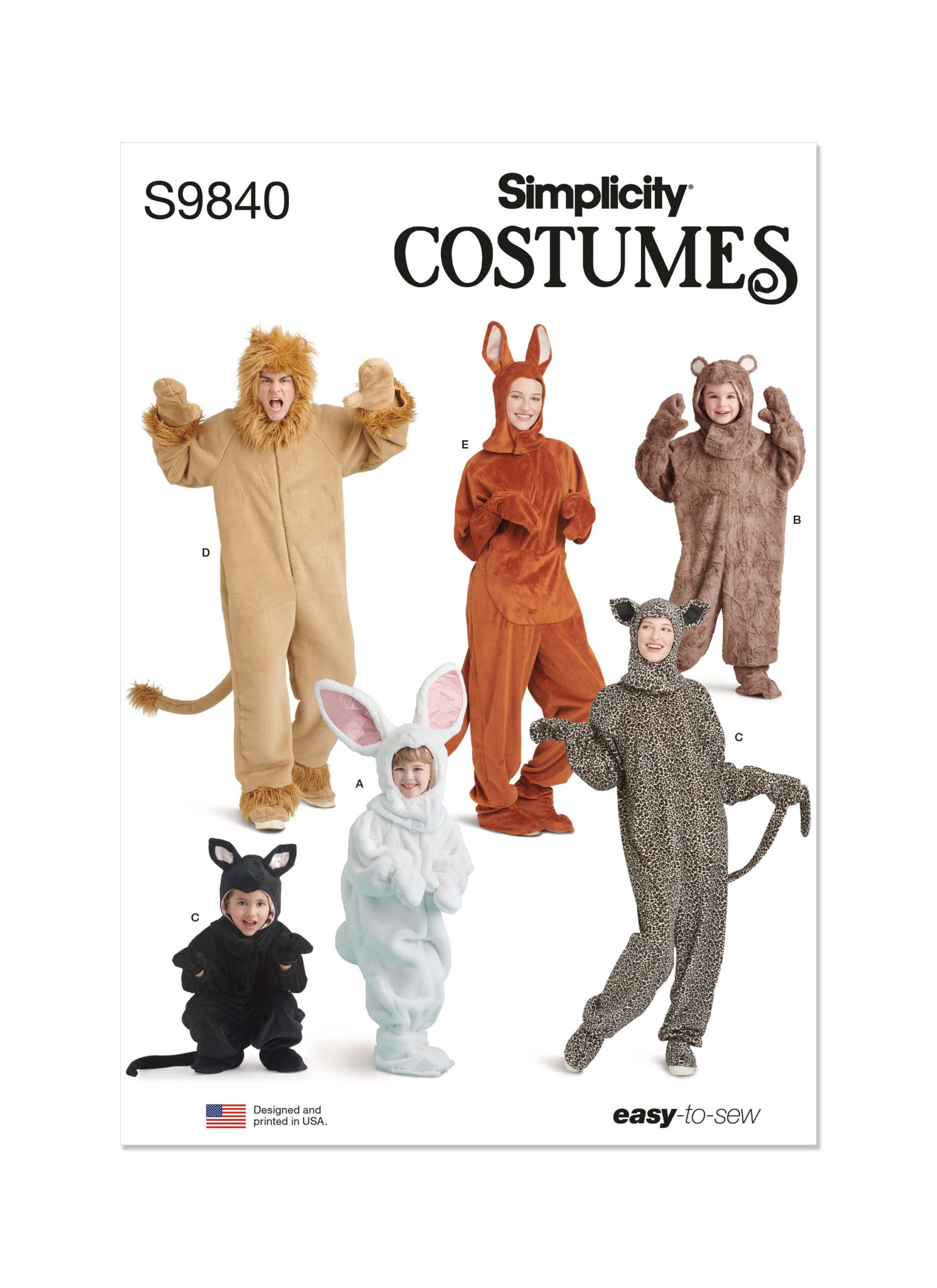 Simplicity Sewing Pattern S9840 Children’s and Adult’s Animal Costumes
