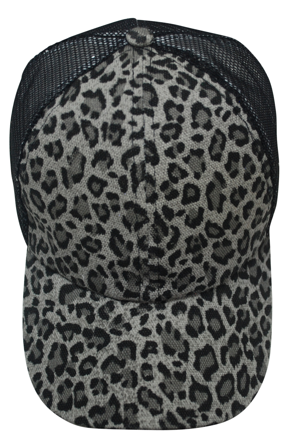 Leopard Print Trucker Cap GRAY CLOSEOUT