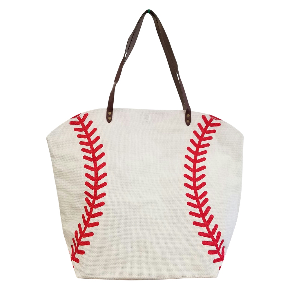 The "Take Me Out To The Ball Game" Jute Baseball Tote