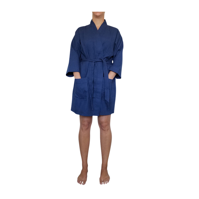 Cotton Waffle 36" KneeLength Robe Embroidery Blanks NAVY CLOSEOUT